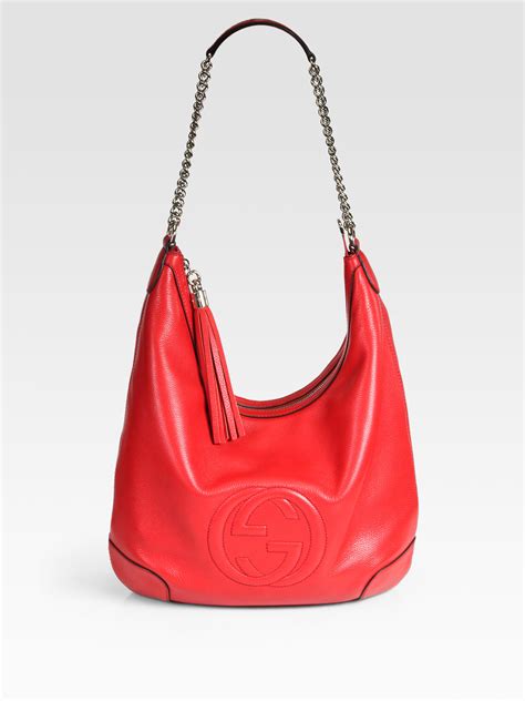 gucci red leather soho hobo bag 100 authentic|Gucci hobo bags outlet.